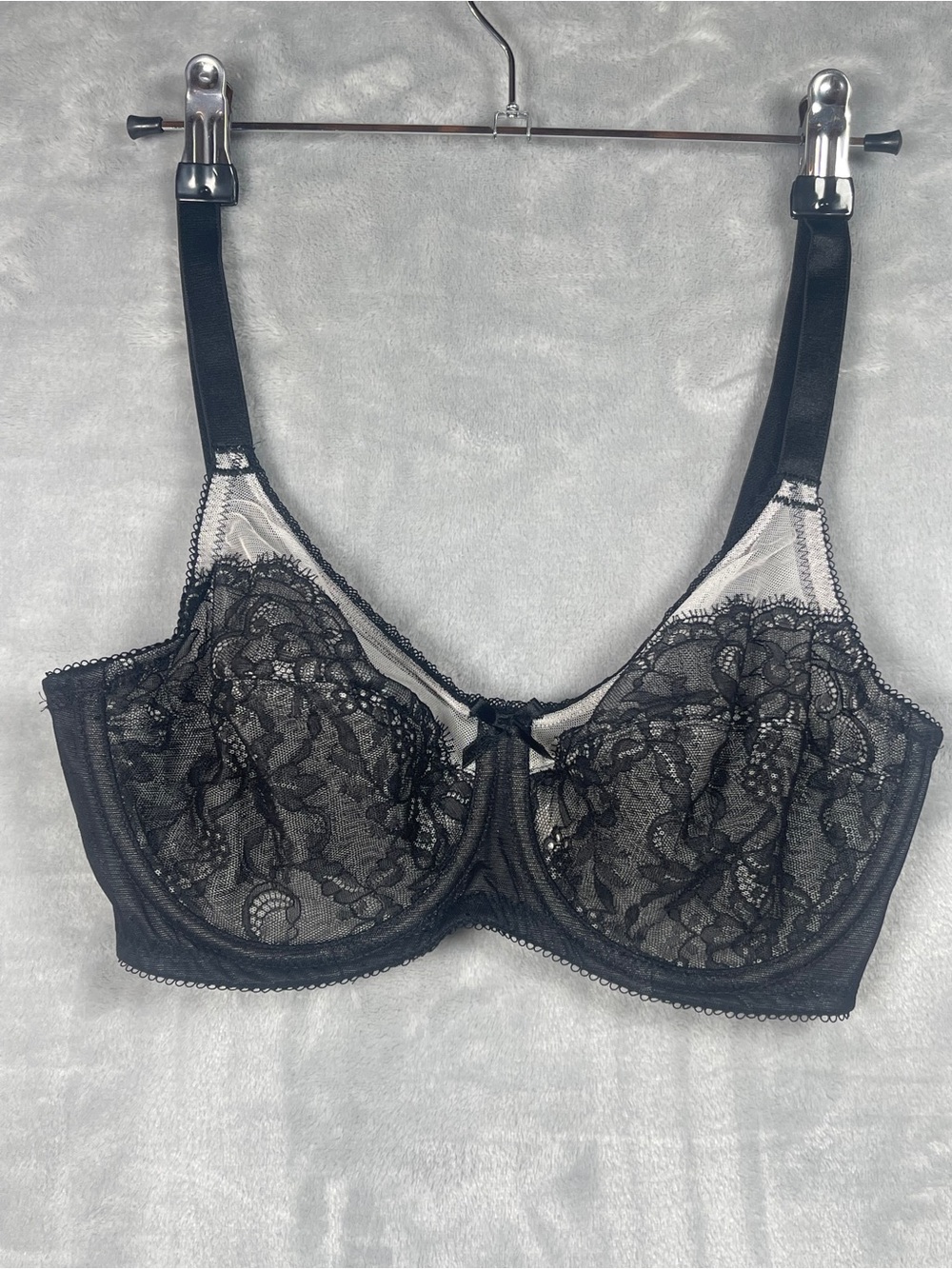 Wacoal Black Lace Underwire Bra with Sheer Panels